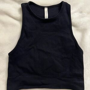Babaton Black Ribbed Tank Top